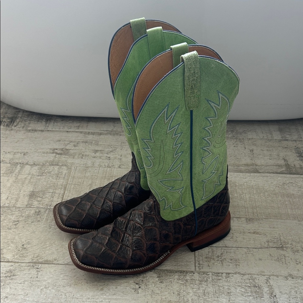 Green and Brown Western Cowboy Boots
